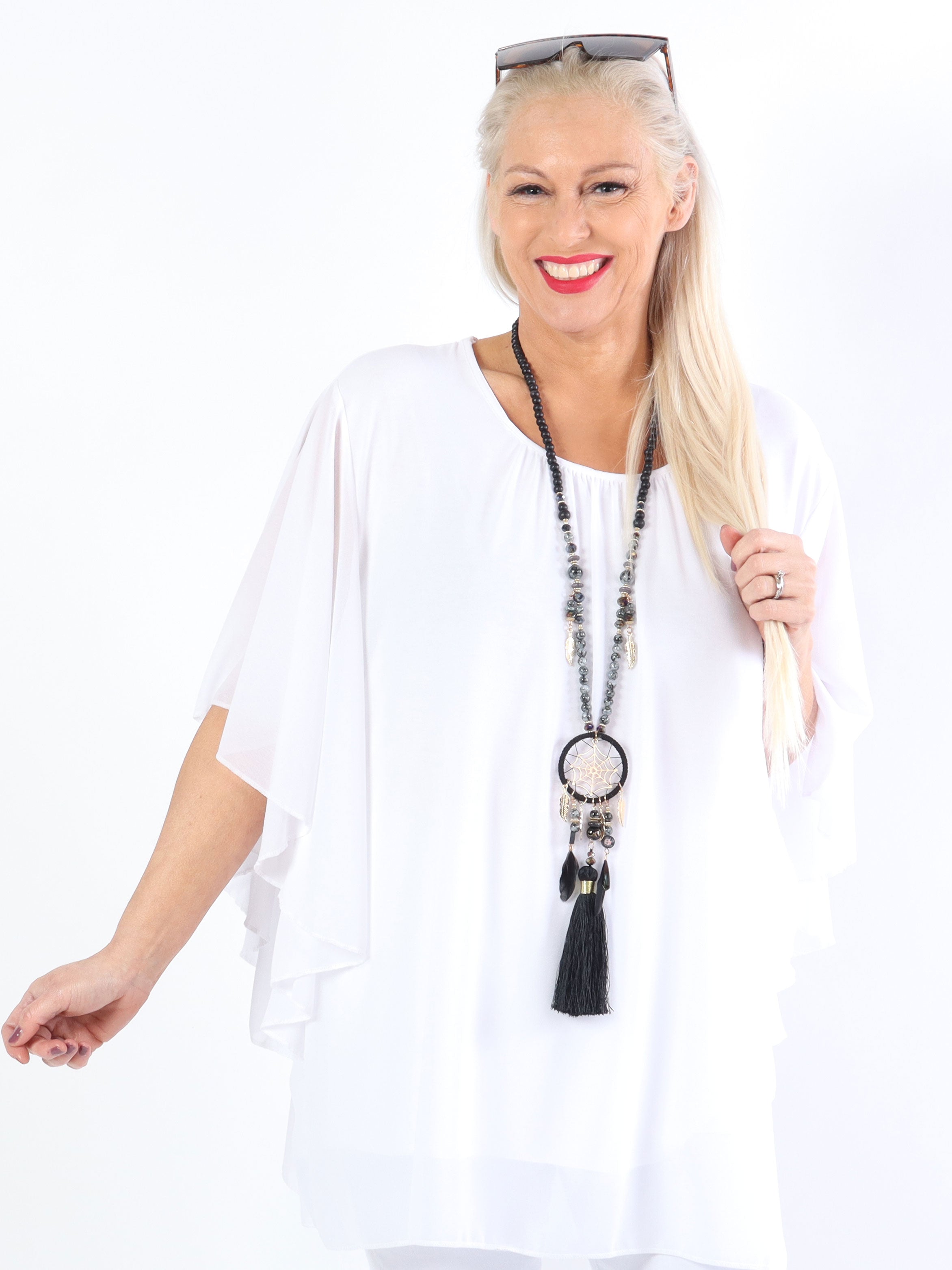 Annis - Söt plus size tunika i lös passform i chiffong